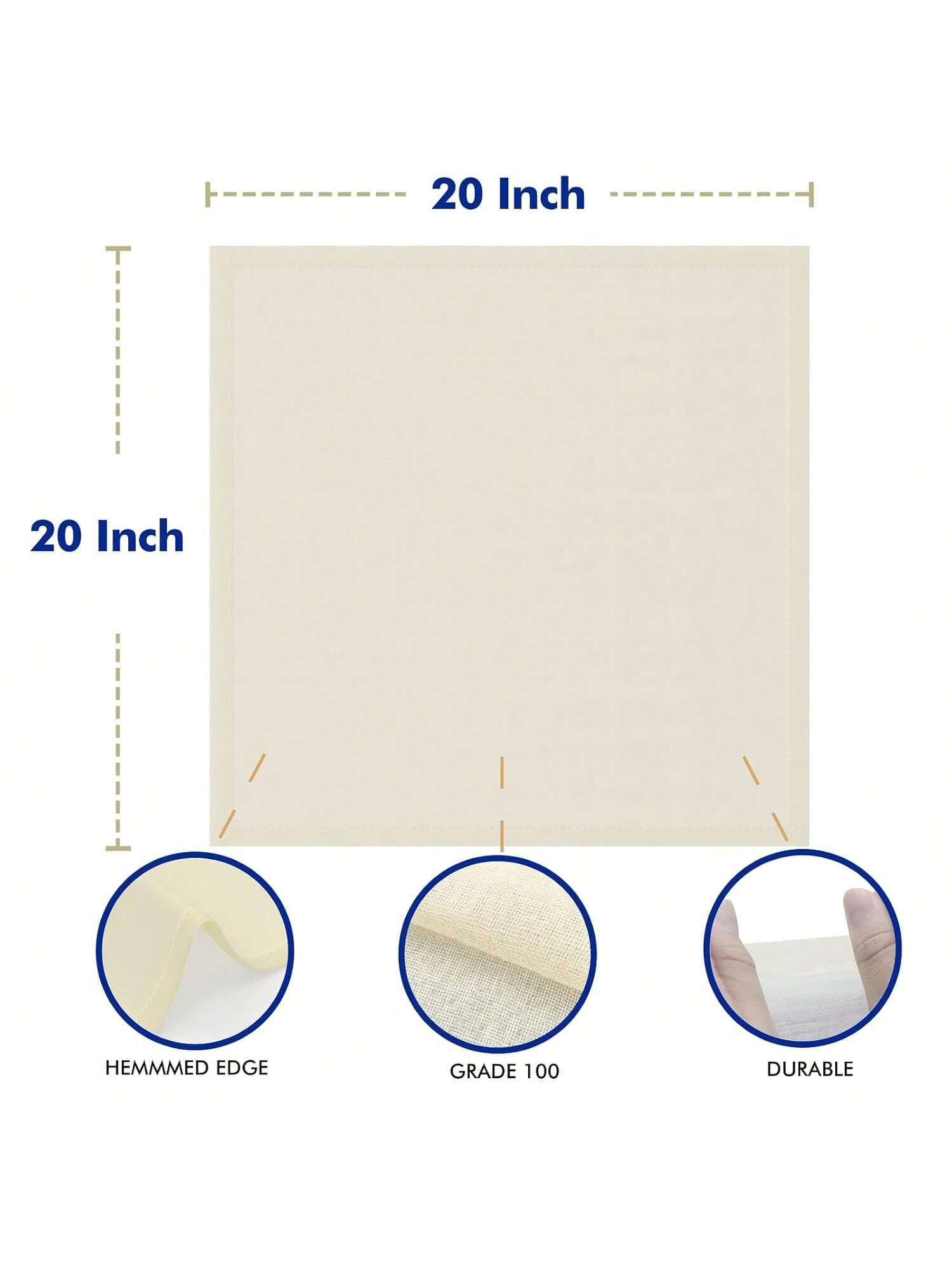 8 Pc Reusable 20x20 Inch Unbleached Cotton Cheesecloth for Cooking and Baking