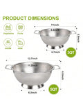 3-Quart Stainless Colander Dishwasher-Safe Metal Strainer For Draining & Prep