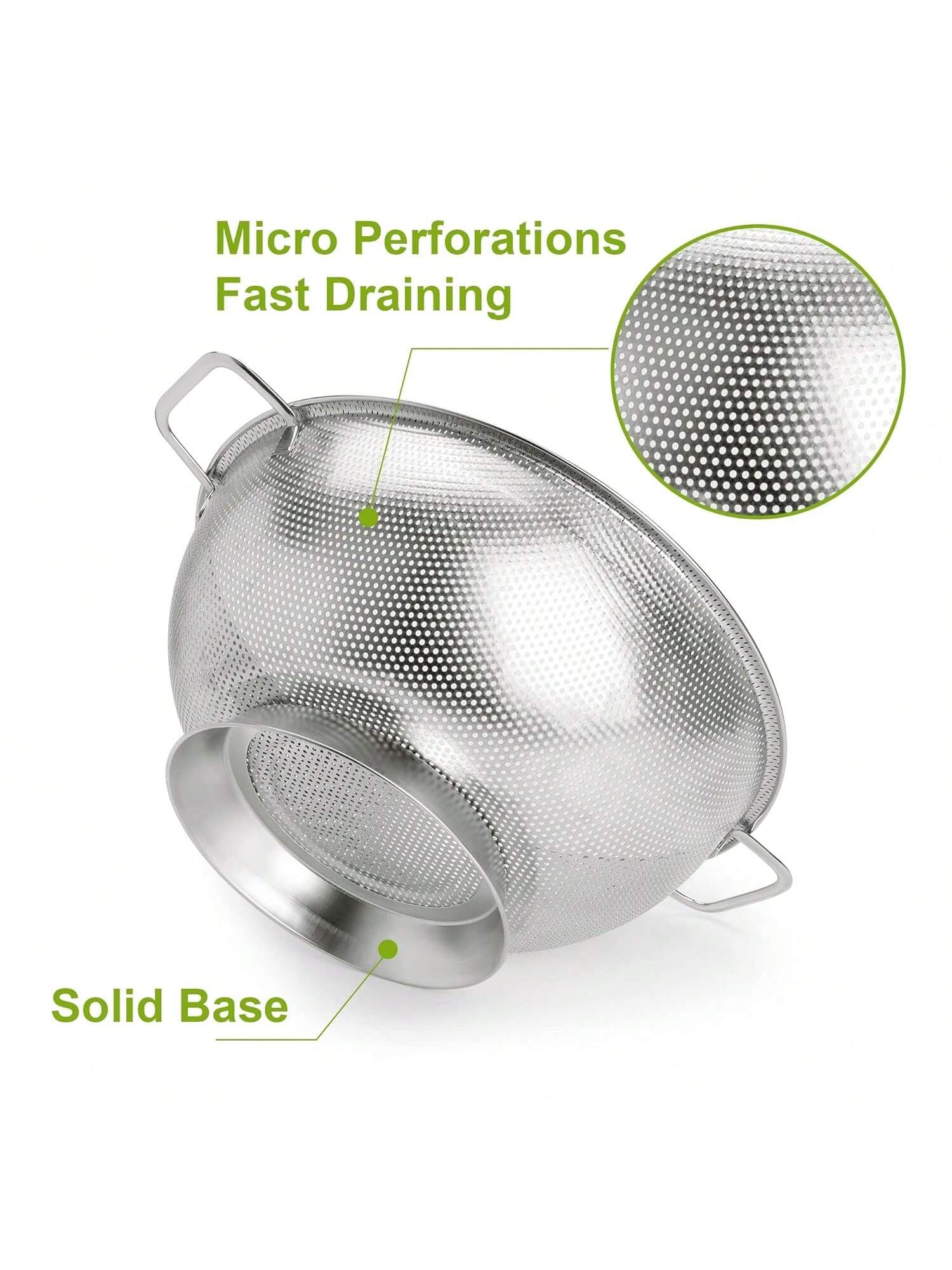 3-Quart Stainless Colander Dishwasher-Safe Metal Strainer For Draining & Prep