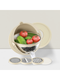 4-in-1 Rotatable Colander with Bowl Set for Pasta Rice Fruits Veggies Beige