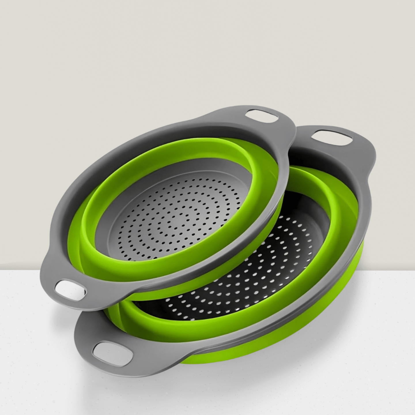 Collapsible Silicone Colander Set of 2 Large Strainers for Kitchen and Travel