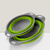 Collapsible Silicone Colander Set of 2 Large Strainers for Kitchen and Travel