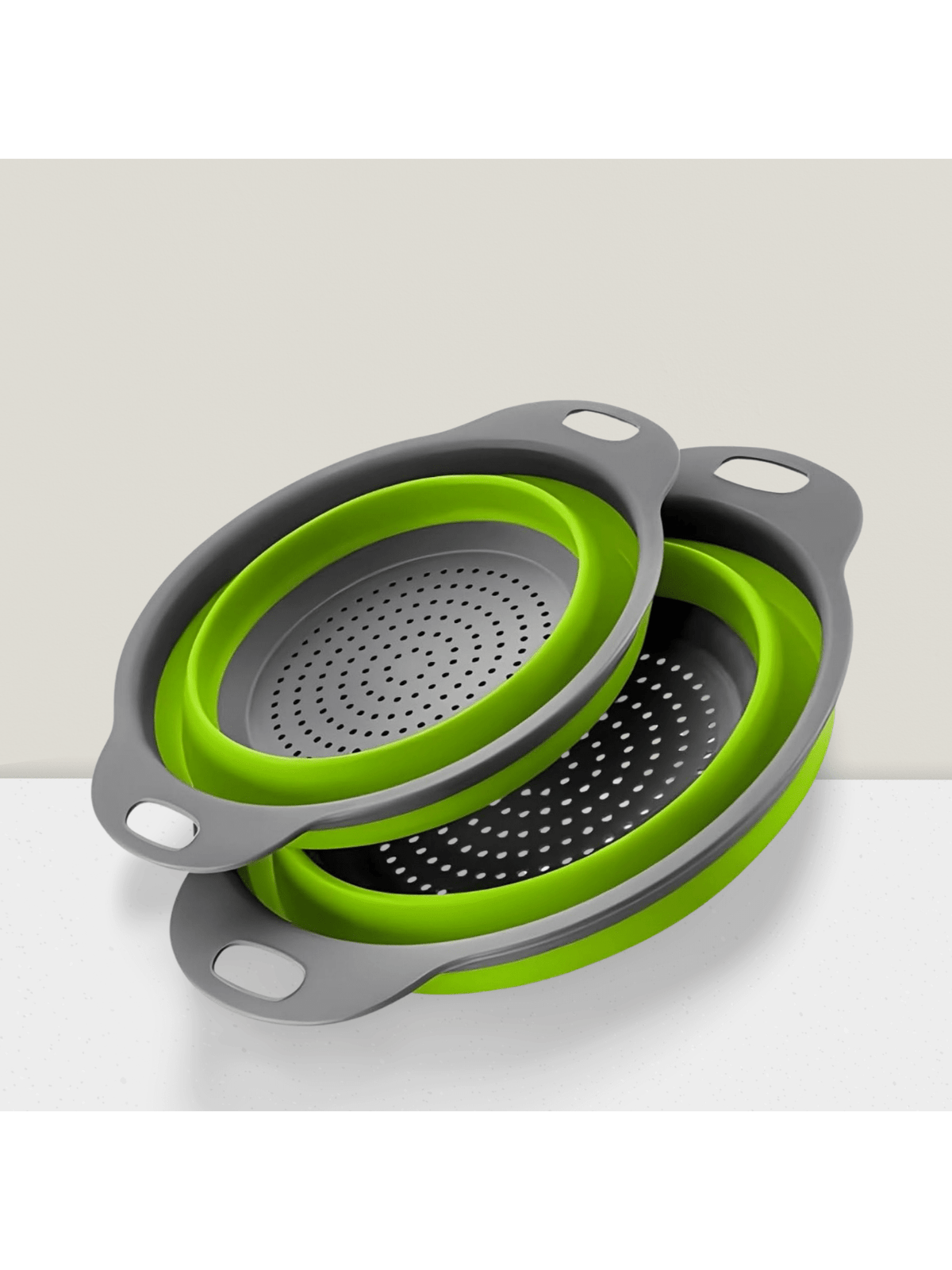 Collapsible Silicone Colander Set of 2 Large Strainers for Kitchen and Travel