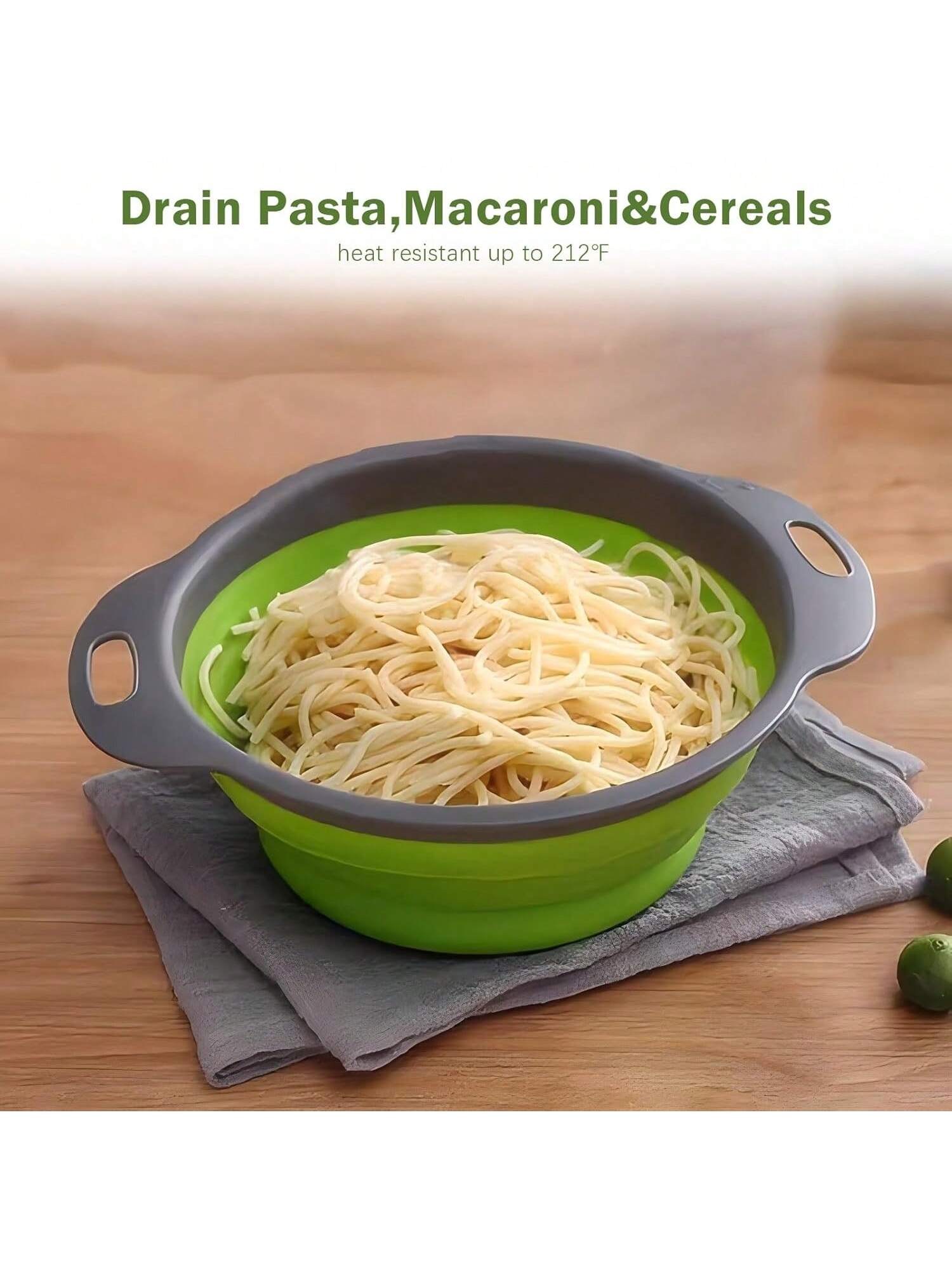 Collapsible Silicone Colander Set of 2 Large Strainers for Kitchen and Travel