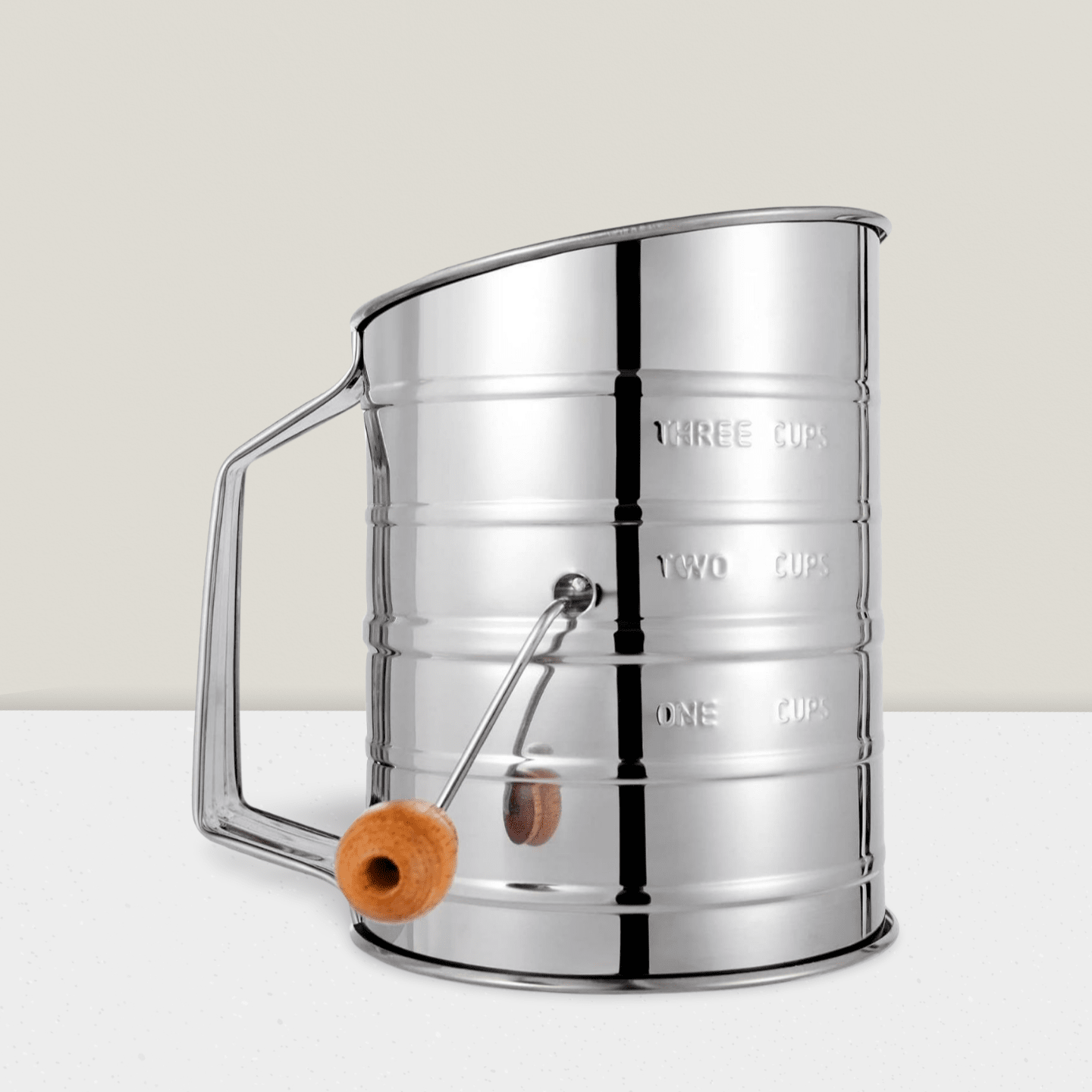 3-Cup Stainless Steel Flour Sifter Rotary Hand Crank for Baking