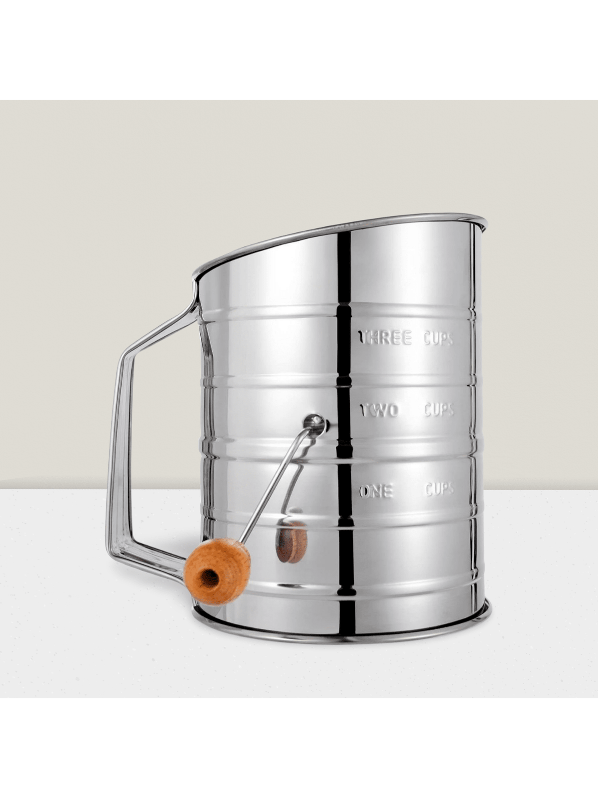 3-Cup Stainless Steel Flour Sifter Rotary Hand Crank for Baking