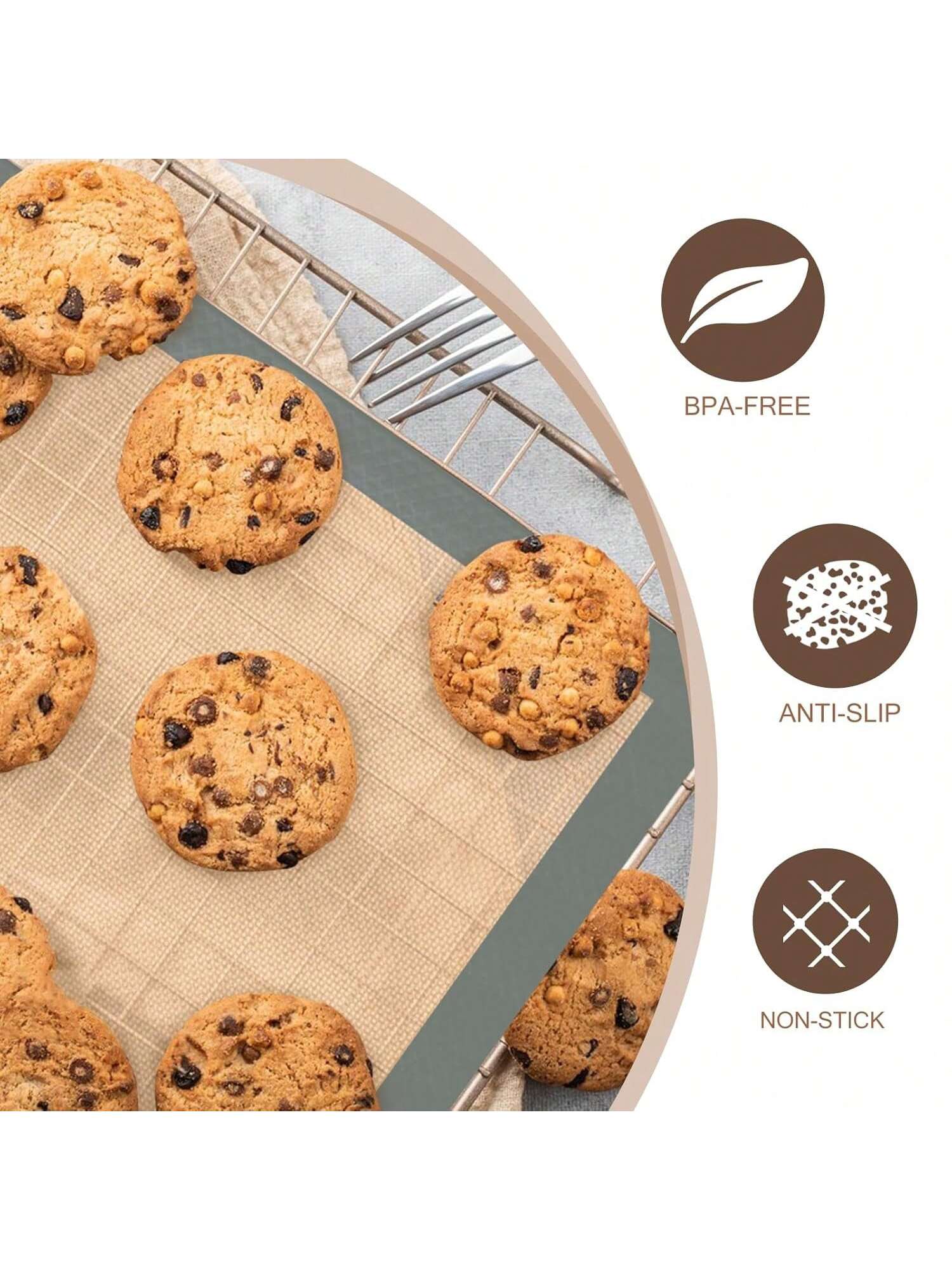 3-Pack Reusable Silicone Baking Mats Non-Stick Oven-Safe for Cookies and Bread