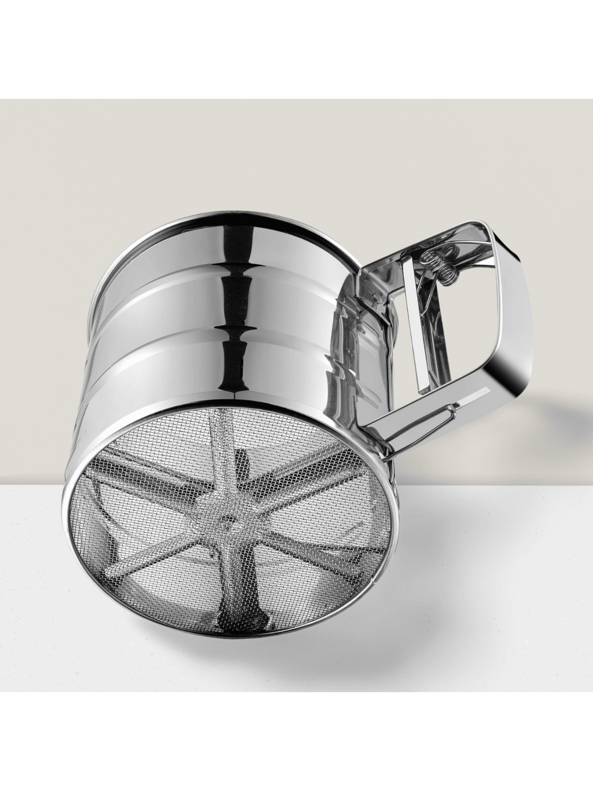 Stainless Steel Flour Sifter Double-Layer Mesh with One-Hand Crank for Baking