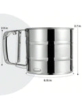 Stainless Steel Flour Sifter Double-Layer Mesh with One-Hand Crank for Baking