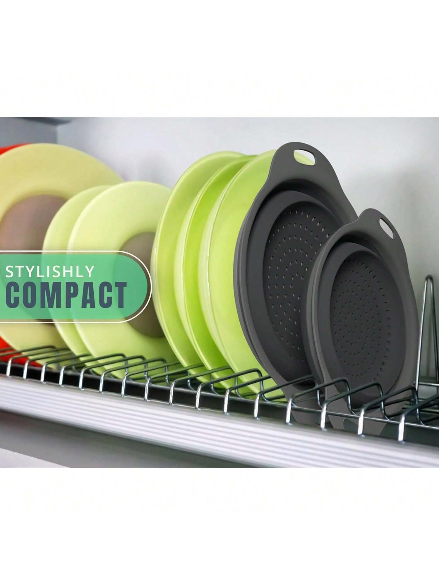 2-Pc Collapsible Silicone Strainer Set for Pasta Veggies Fruits and Camping