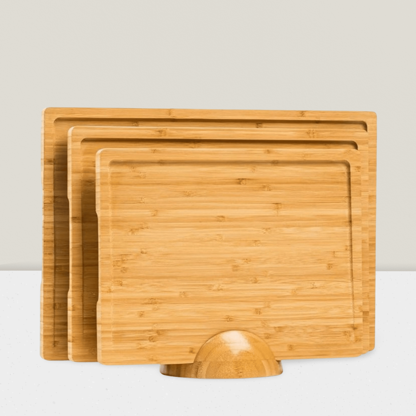Bamboo Cutting Board Set with Holder Durable Wooden Boards for Kitchen Prep