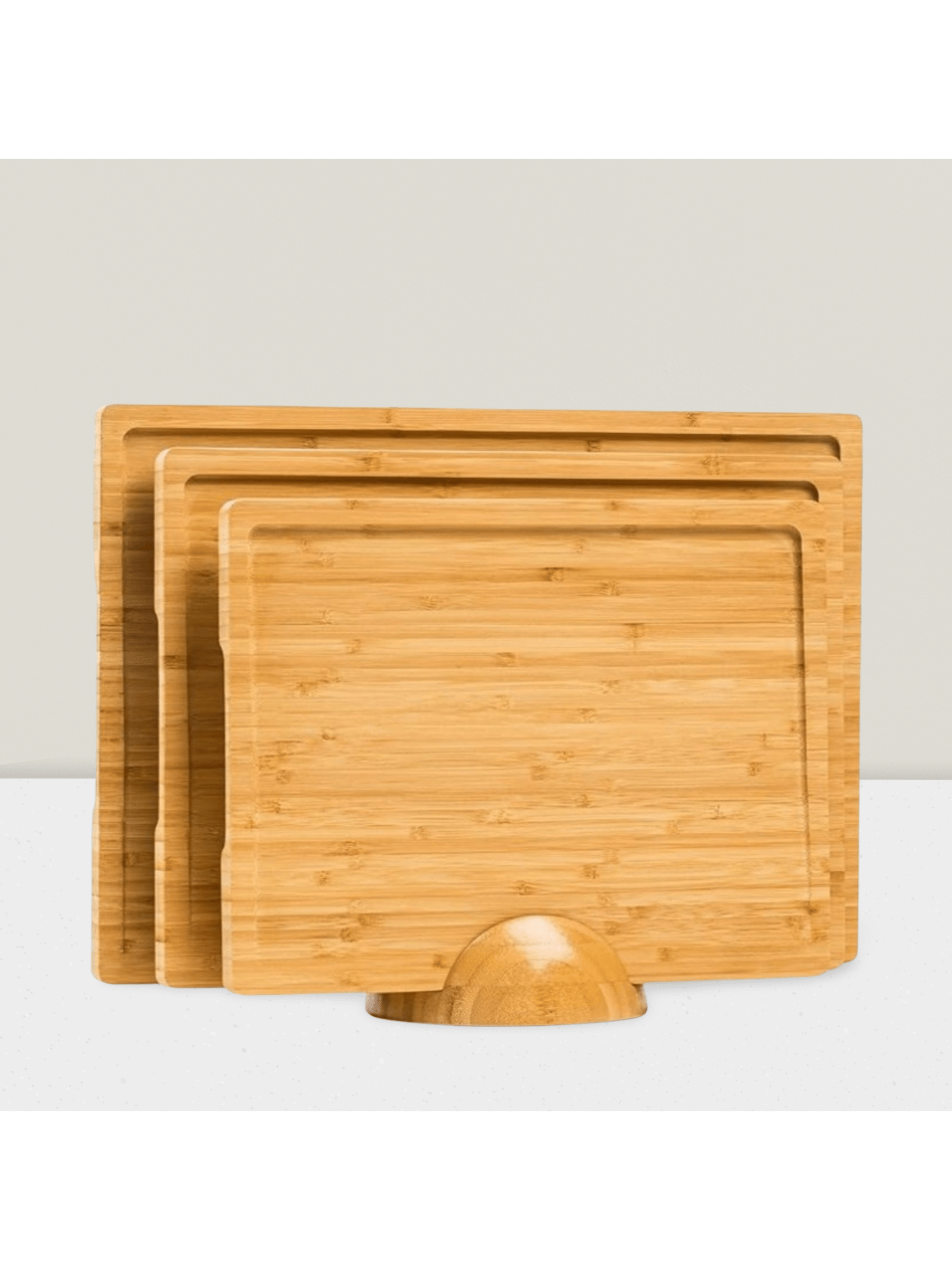 Bamboo Cutting Board Set with Holder Durable Wooden Boards for Kitchen Prep