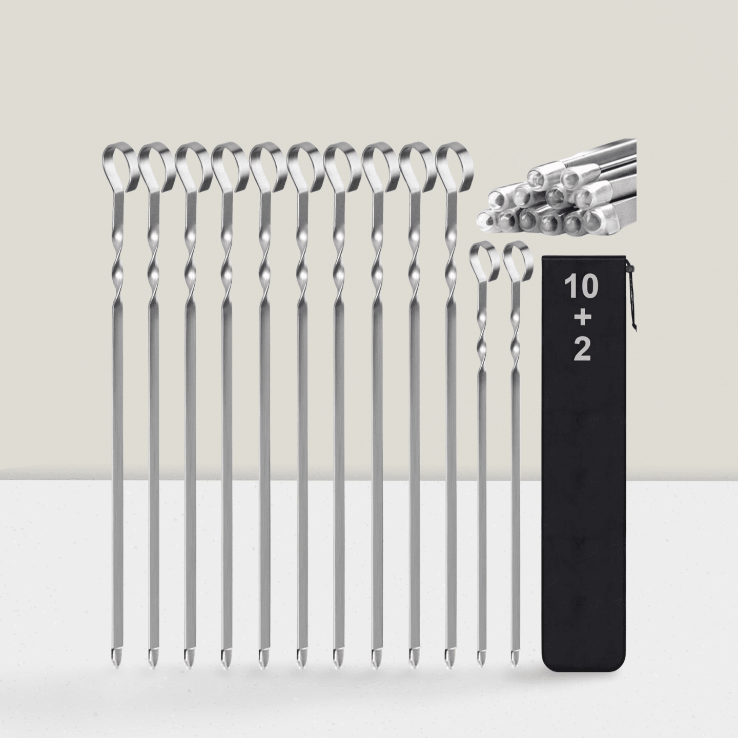 17" Stainless Steel Kabob Skewers 12pcs Reusable BBQ Sticks + Bonus 14" Skewers