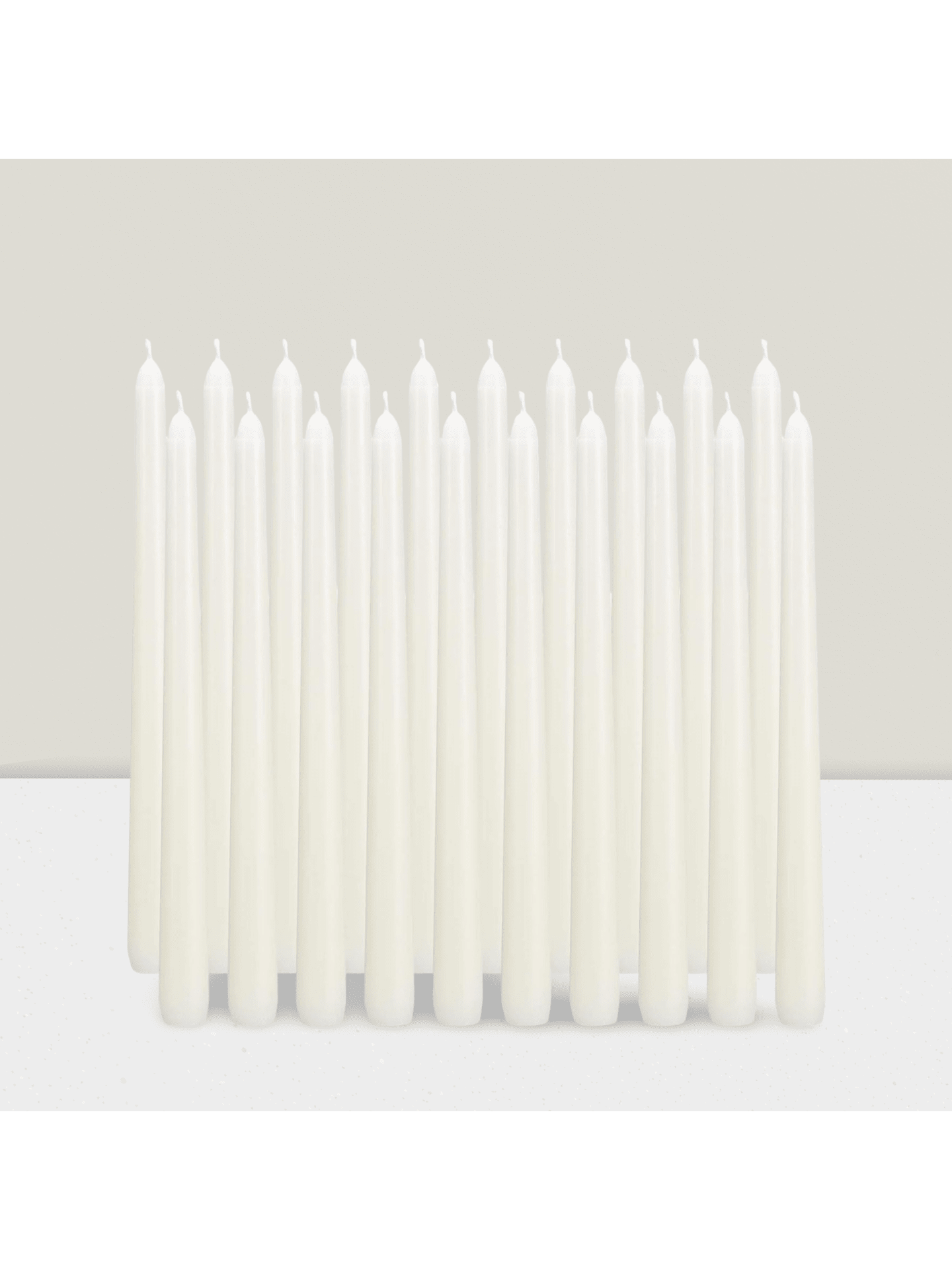 20-Pc Ivory 10" Taper Candles, Long Burn & Unscented For Events