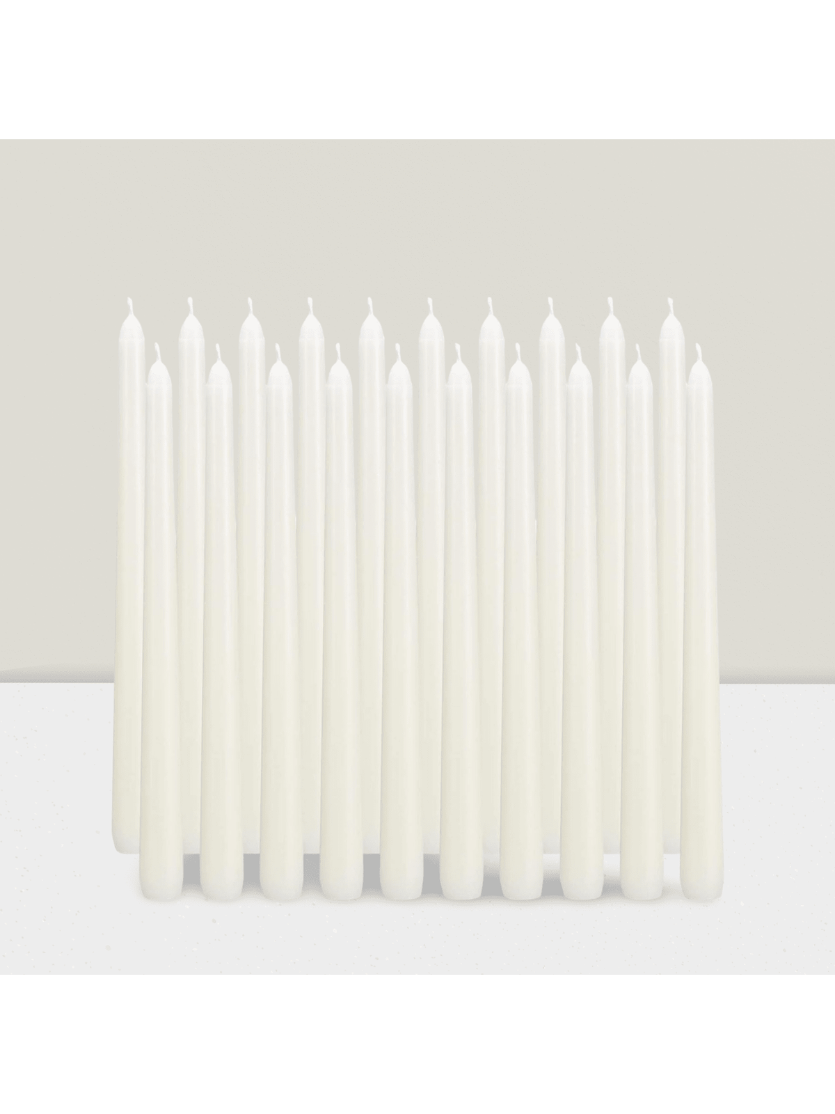 20-Pc Ivory 10" Taper Candles, Long Burn & Unscented For Events