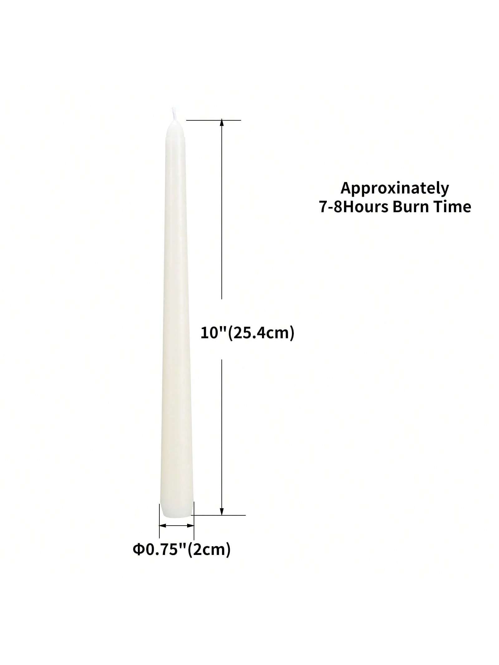 20-Pc Ivory 10" Taper Candles, Long Burn & Unscented For Events