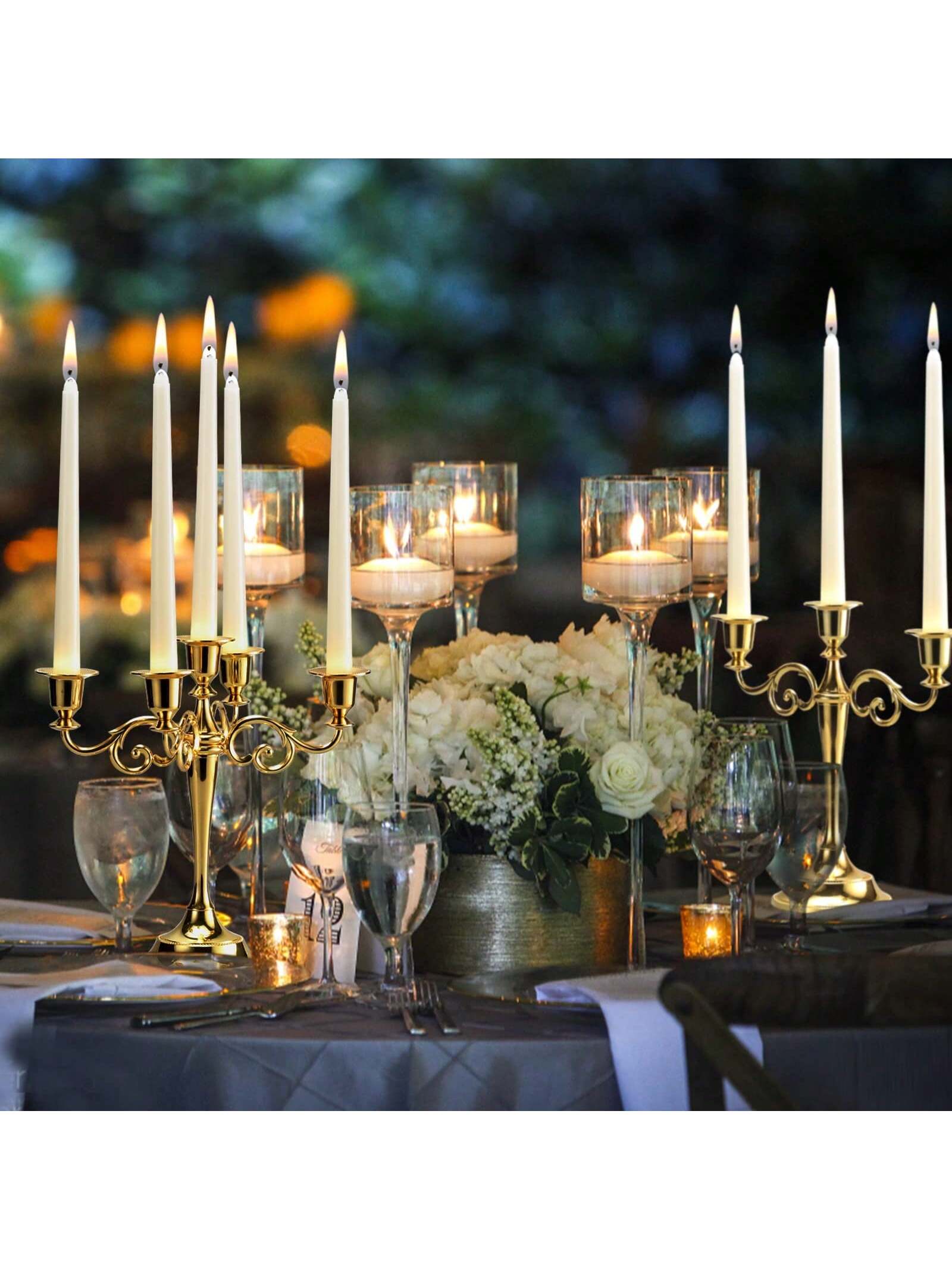 20-Pc Ivory 10" Taper Candles, Long Burn & Unscented For Events