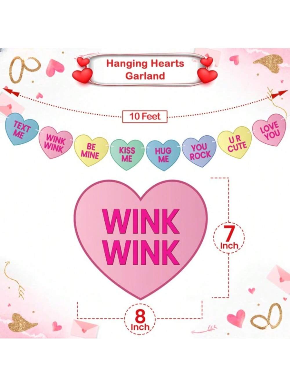 Valentine Conversation Hearts Banner 10ft for Home & Party Decor