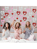 36 pcs Valentine Glitter Heart Hanging Swirls Red Pink Silver Party Decor