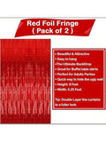 2-Pack Extra-Large Red Fringe Streamers 3.2x8 Feet for Parties and Events