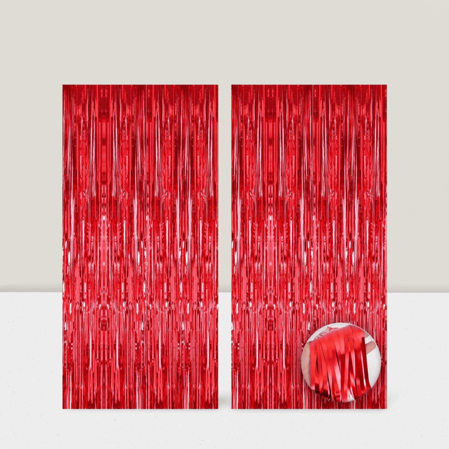 2-Pack Extra-Large Red Fringe Streamers 3.2x8 Feet for Parties and Events