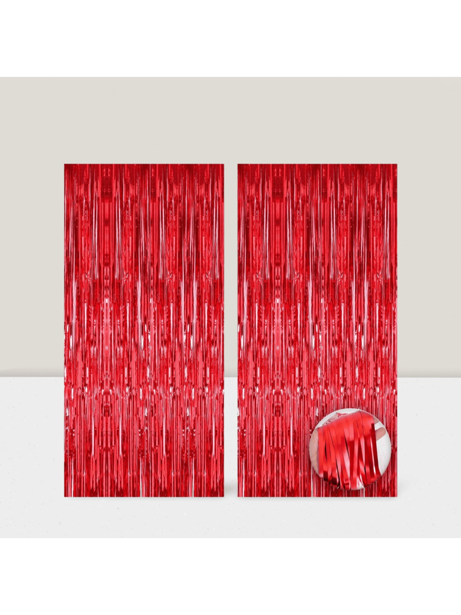 2-Pack Extra-Large Red Fringe Streamers 3.2x8 Feet for Parties and Events
