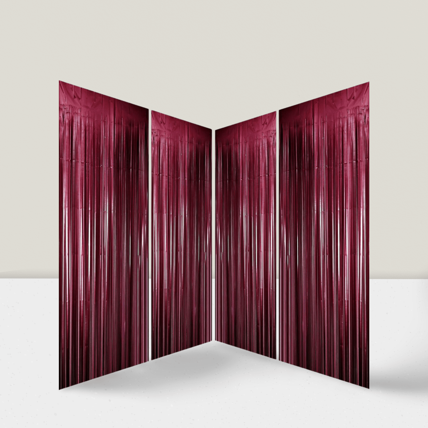 4PCS Burgundy Tinsel Fringe Curtains for Party Wedding & Celebration