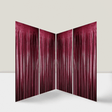 4PCS Burgundy Tinsel Fringe Curtains for Party Wedding & Celebration