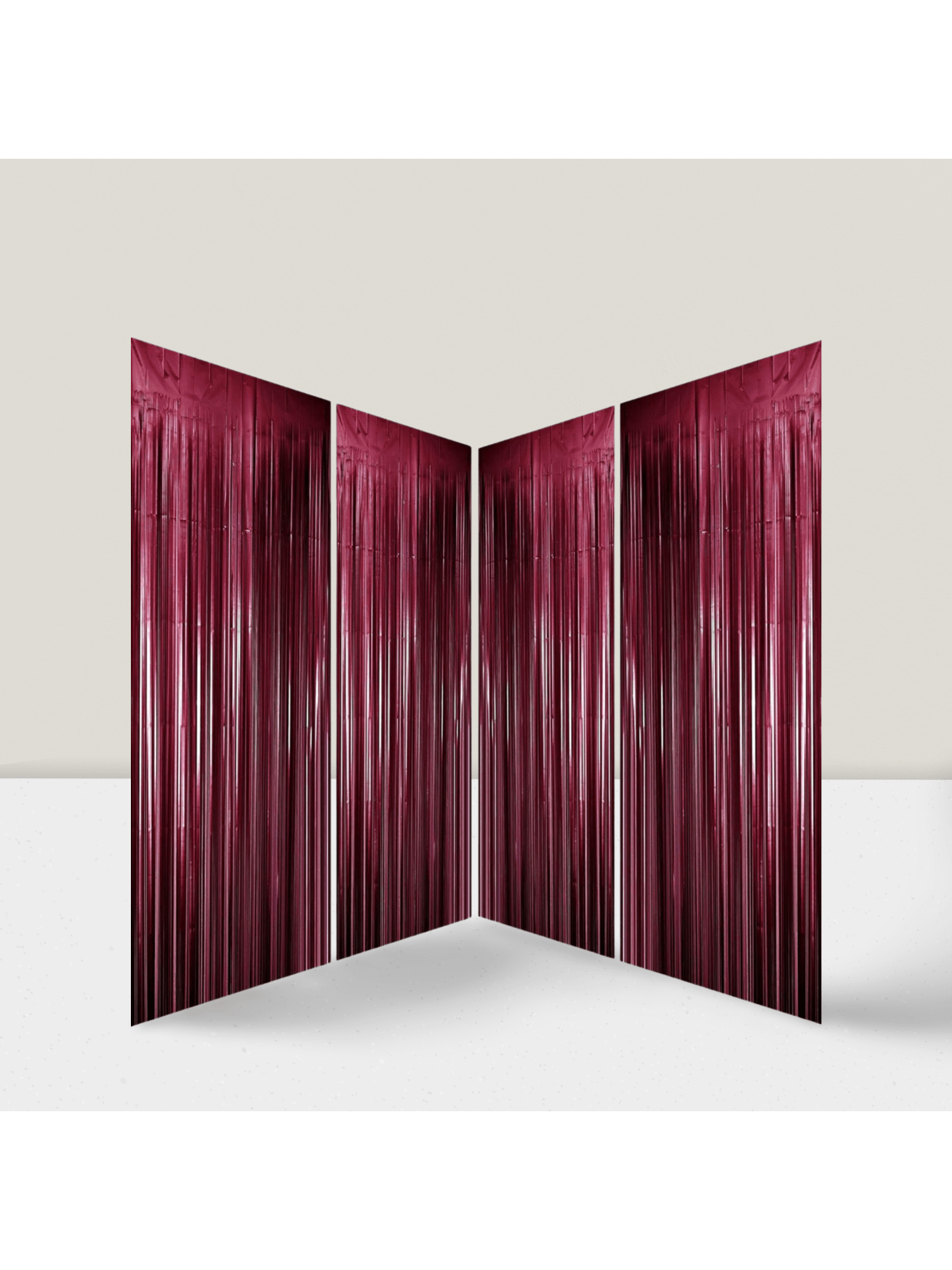 4PCS Burgundy Tinsel Fringe Curtains for Party Wedding & Celebration
