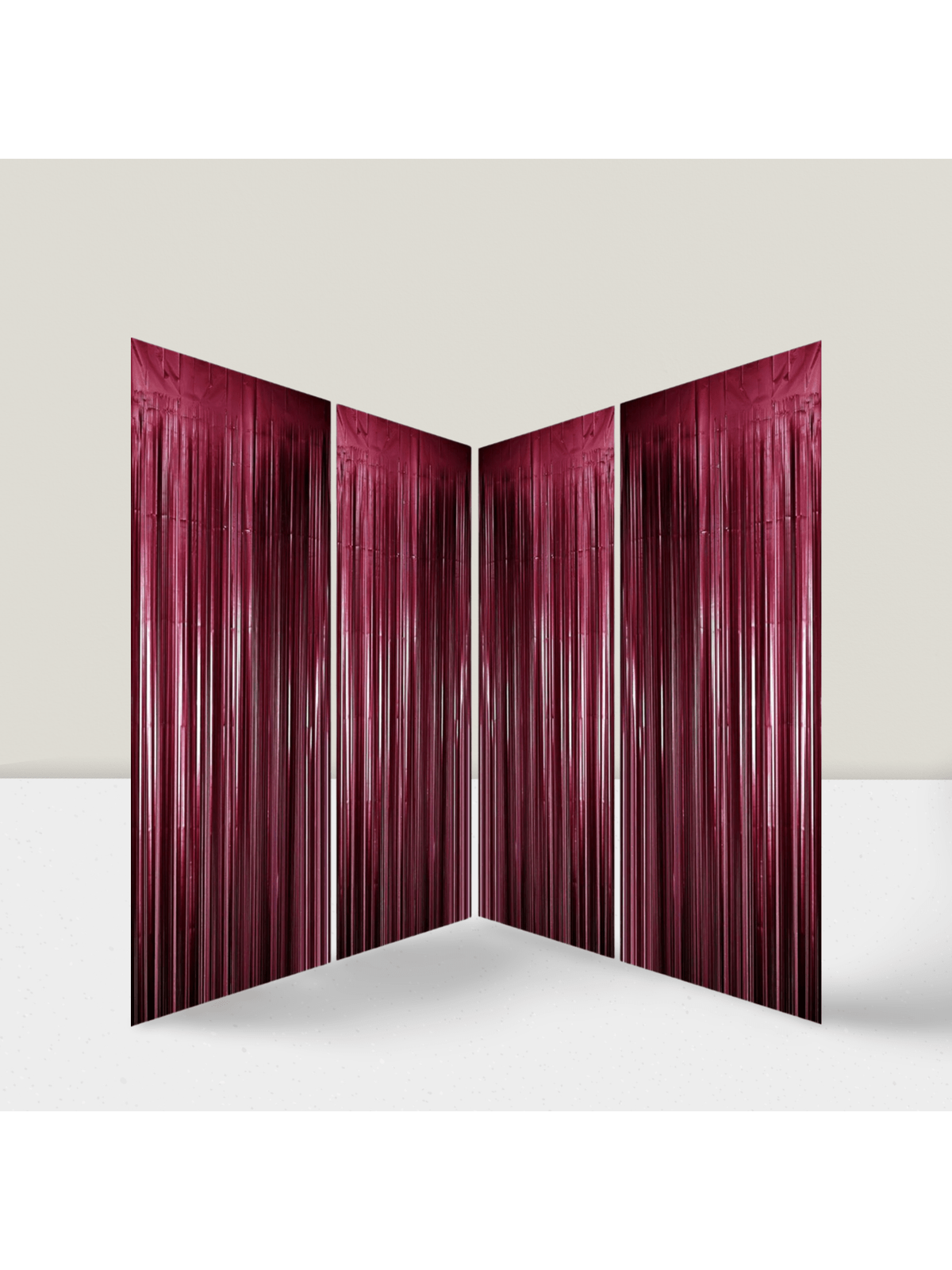 4PCS Burgundy Tinsel Fringe Curtains for Party Wedding & Celebration