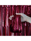 4PCS Burgundy Tinsel Fringe Curtains for Party Wedding & Celebration