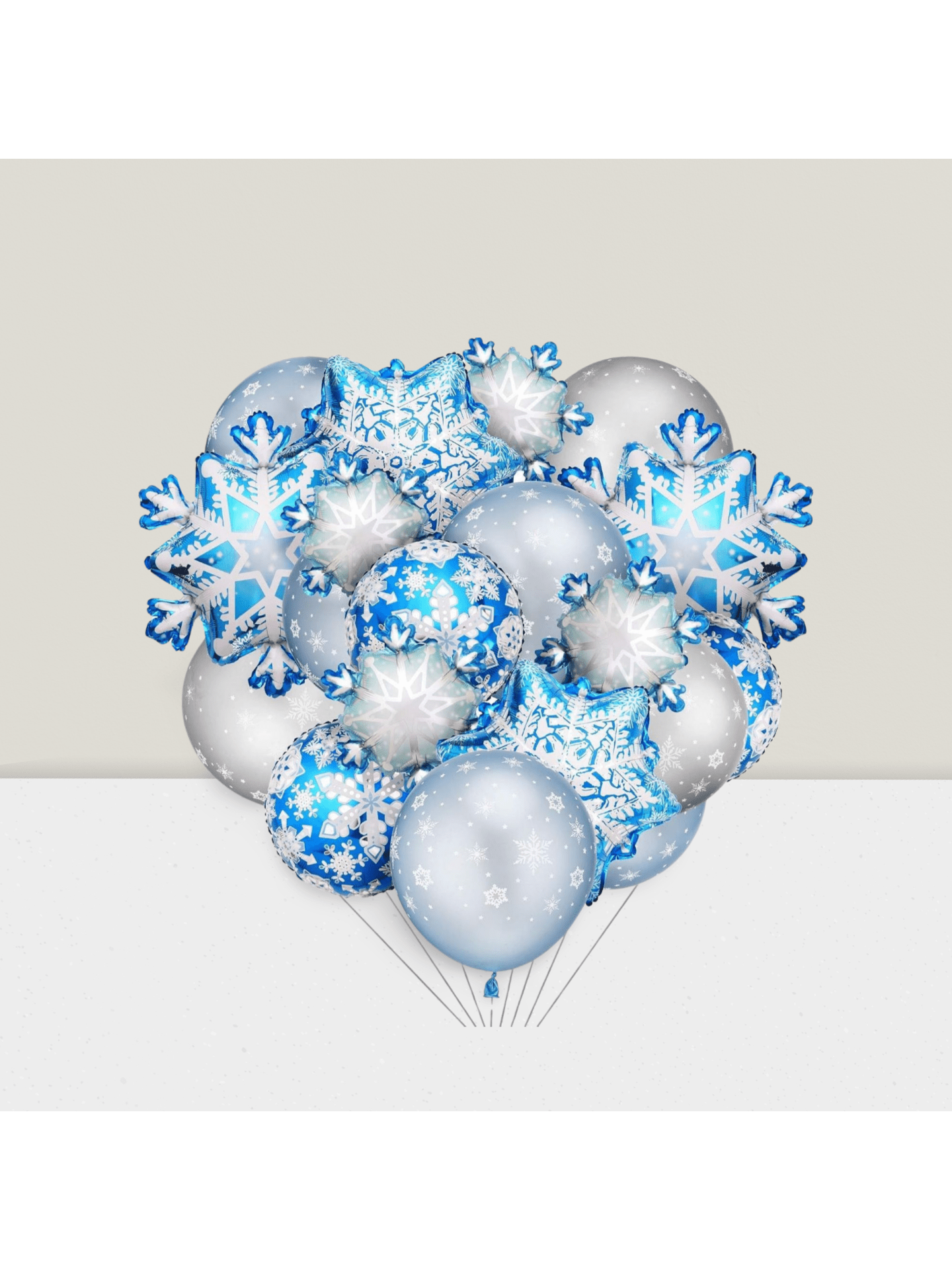 60 Pcs Winter Theme Balloons Set With 50 Snowflake Latex Balloons And 10 Snowflake Foil Balloons -