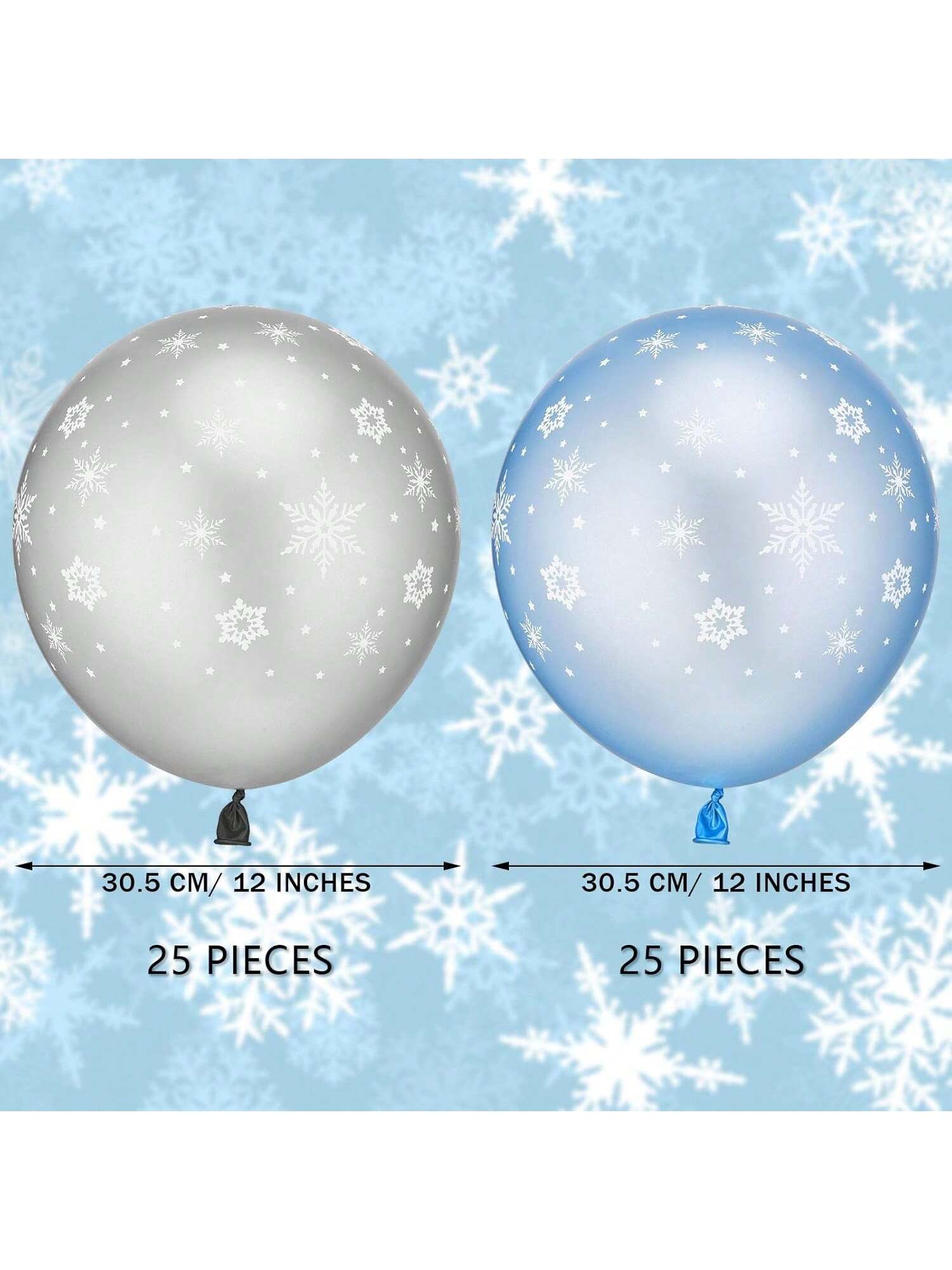 60 Pcs Winter Theme Balloons Set With 50 Snowflake Latex Balloons And 10 Snowflake Foil Balloons -