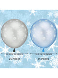 60 Pcs Winter Theme Balloons Set With 50 Snowflake Latex Balloons And 10 Snowflake Foil Balloons -