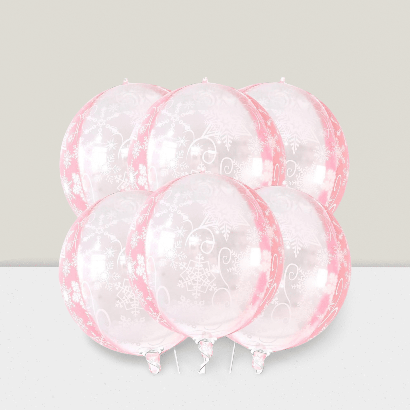 6 Pc 22 Inch Pink Snowflake Mylar Balloons for Winter Onederland Birthday Decor