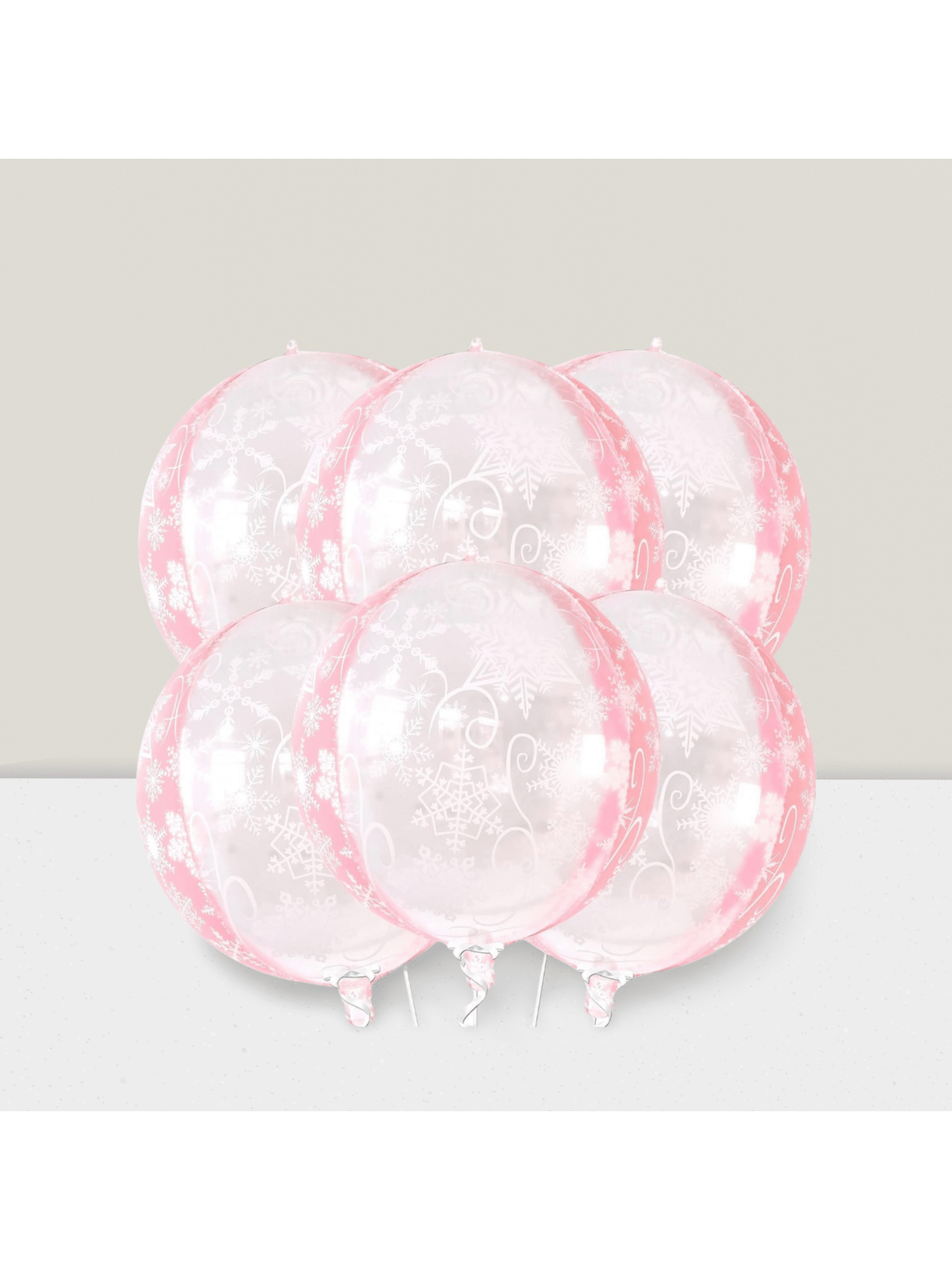 6 Pc 22 Inch Pink Snowflake Mylar Balloons for Winter Onederland Birthday Decor