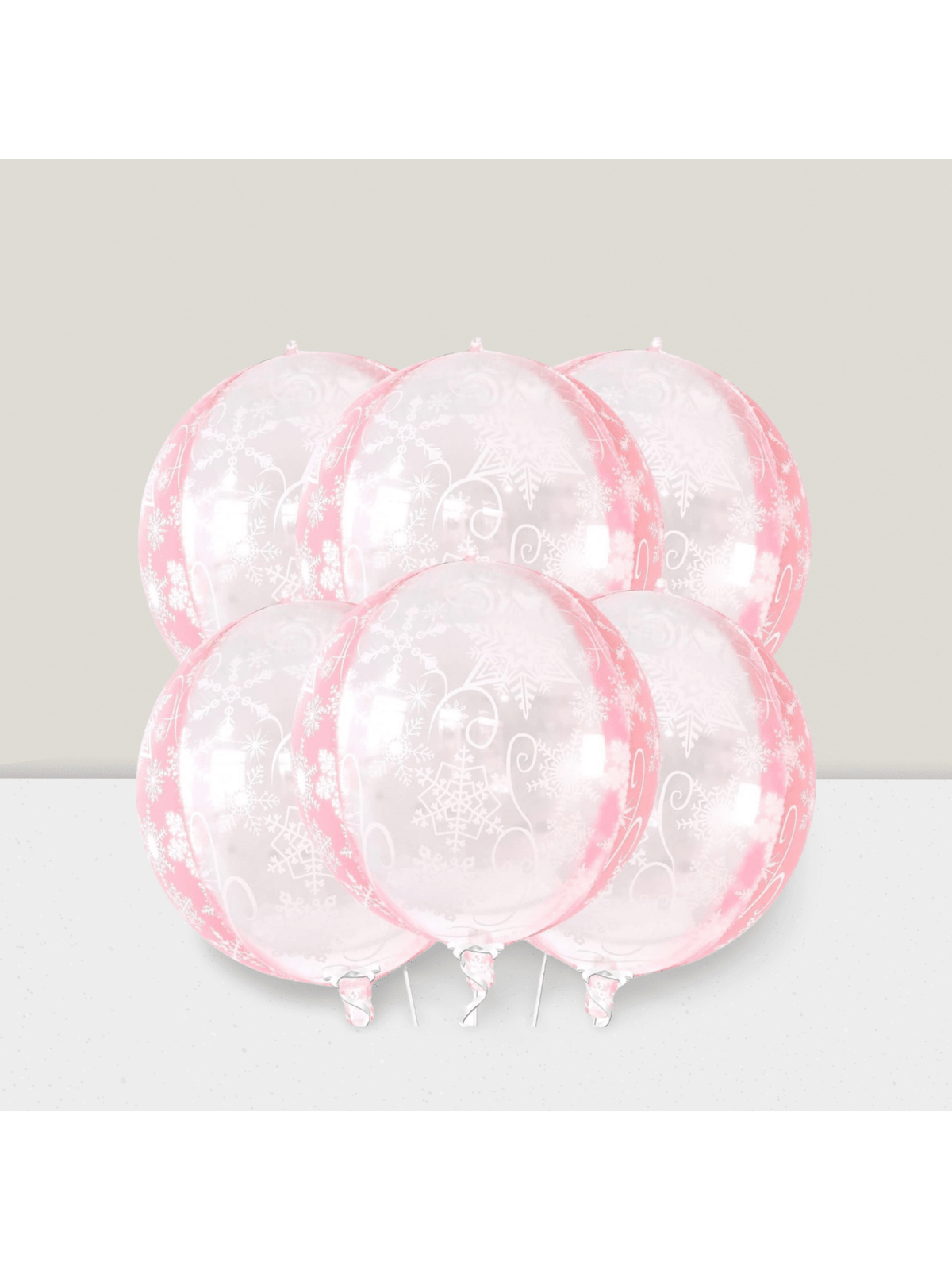 6 Pc 22 Inch Pink Snowflake Mylar Balloons for Winter Onederland Birthday Decor