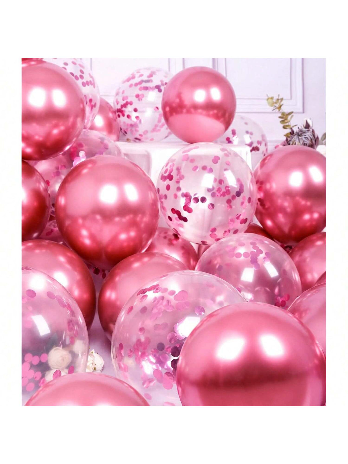 47-Piece Hot Pink and Confetti Balloon Set for Birthday Graduation and Parties