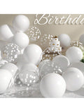 47 Pc White and Confetti Latex Balloons for Birthday Anniversary and Party Decor