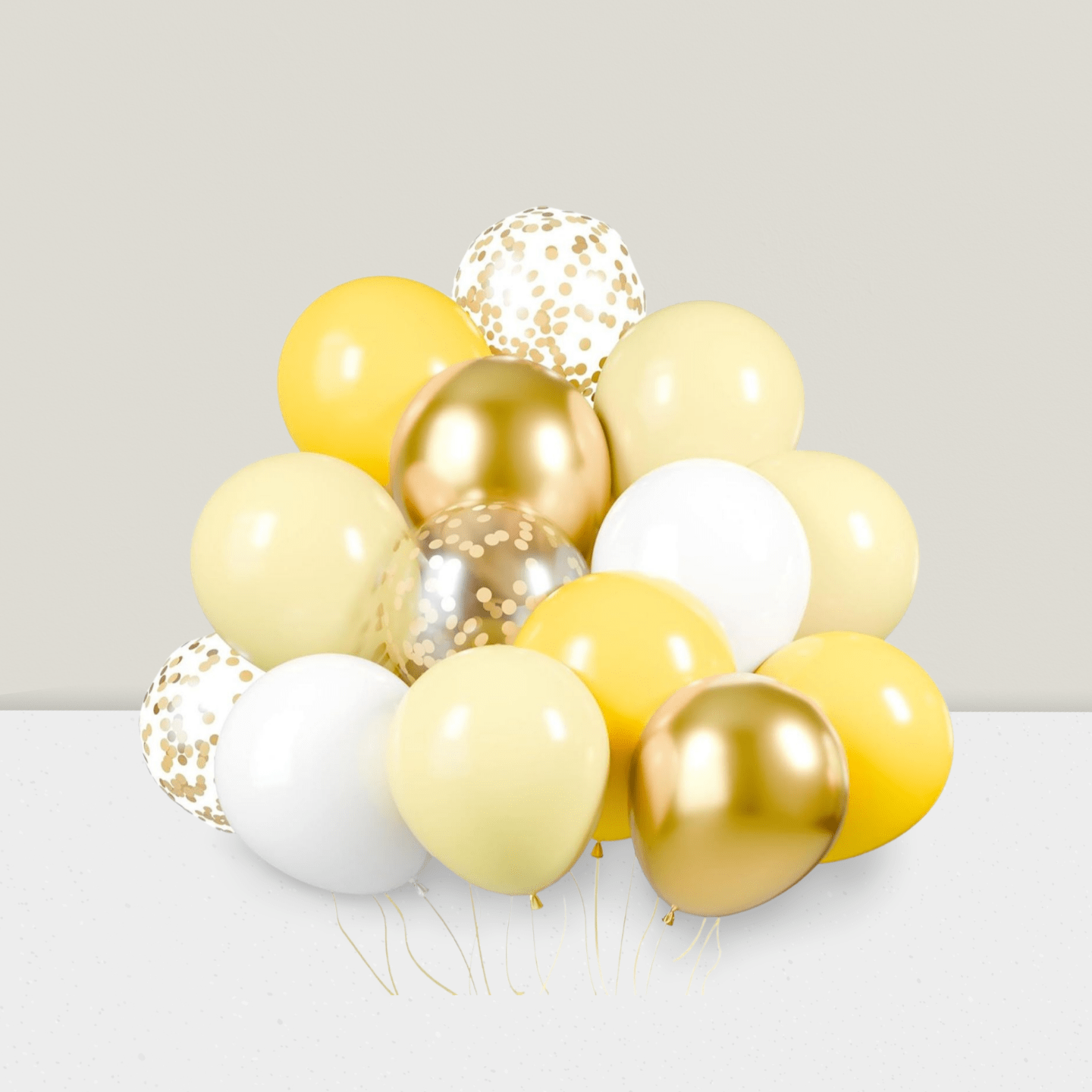 60 Yellow White Gold Confetti 12 Inch Balloons for Sunflower and Wedding Decor
