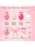 140pcs Hot Pink Balloon Arch Kit with Light & Metallic Pink Balloons