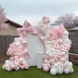 130pcs Pastel Pink White Balloon Garland Arch Kit with Bows
