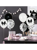 30PCS Black Bow Balloons for Birthday Black White Coquette Party Decor