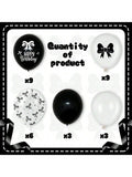 30PCS Black Bow Balloons for Birthday Black White Coquette Party Decor