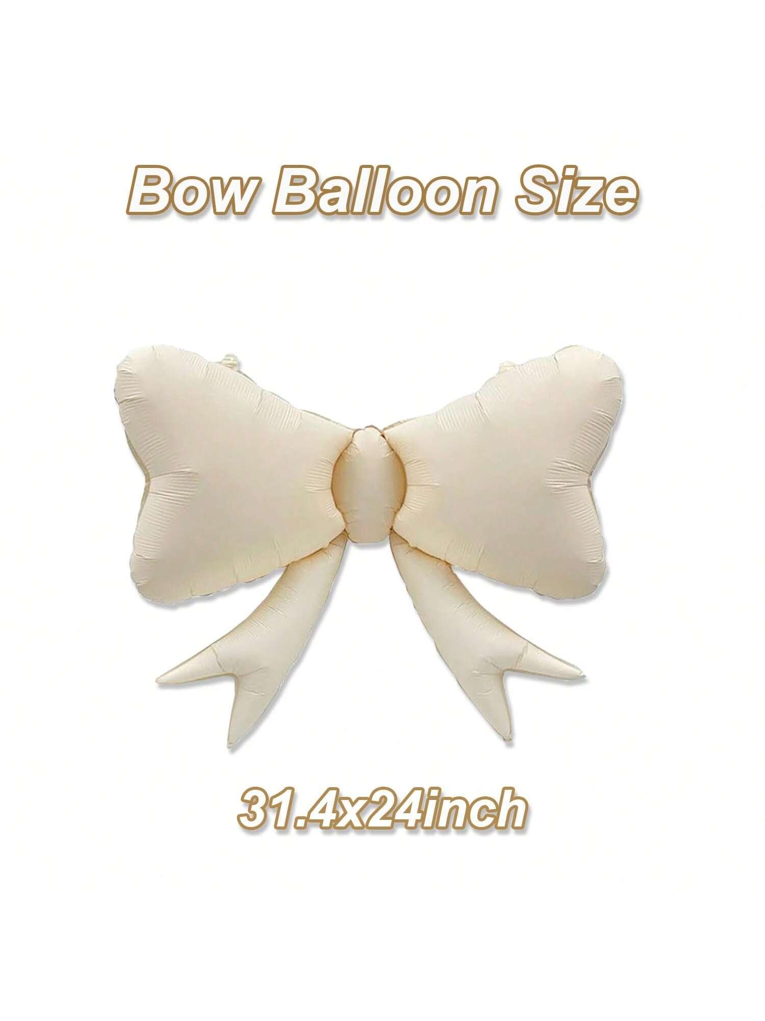 4 Pc Large Cream White Bow Balloons for Bow-Themed Birthday Party Decor