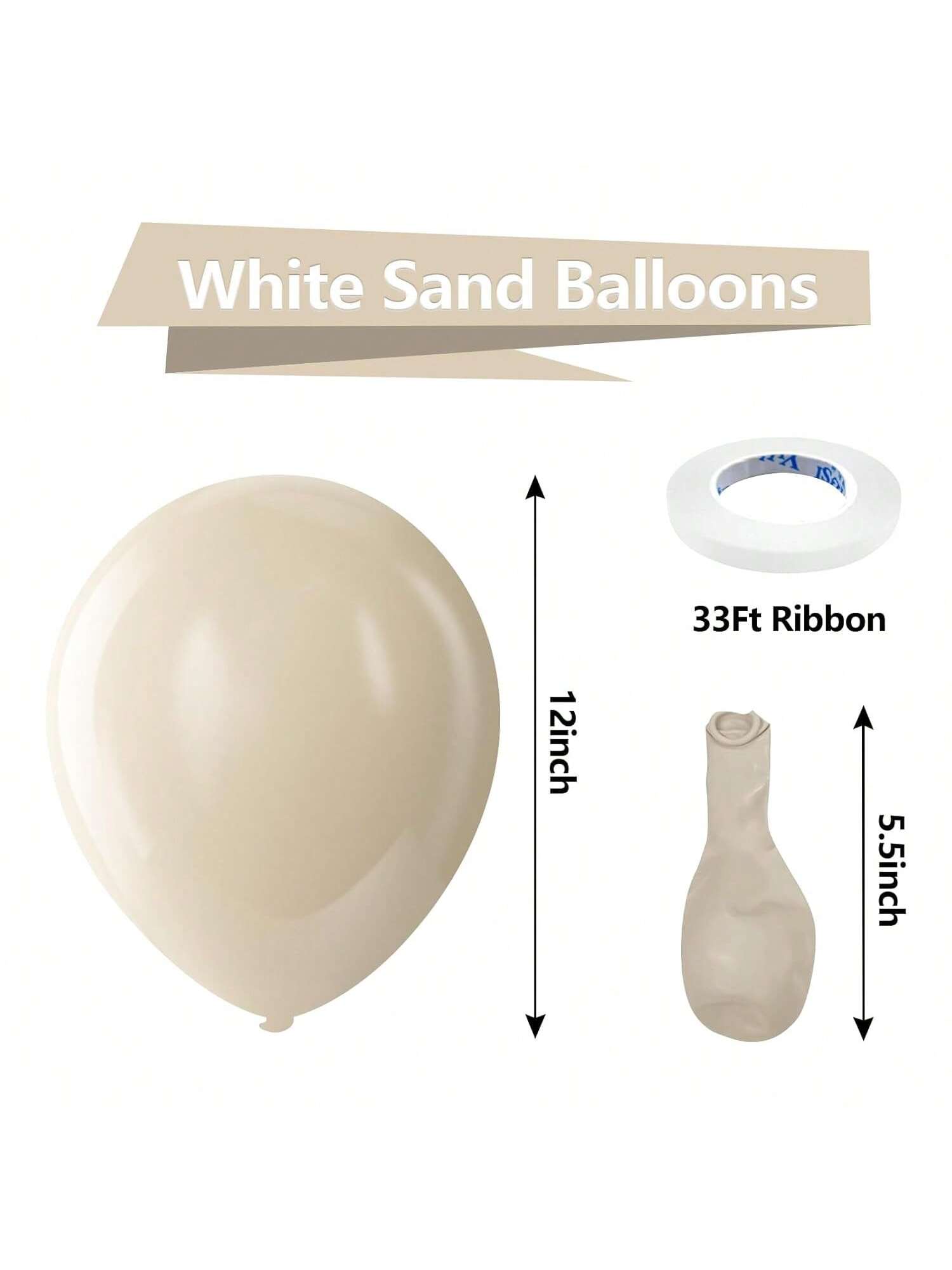 100PCS White Sand 12 Inch Helium Latex Balloons for Birthday Wedding Party Decor