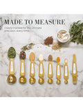 8PCS White Gold Magnetic Measuring Spoons Set Dual-Sided Stackable Stainless Steel