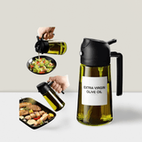 16oz Olive Oil Dispenser Bottle with Black Sprayer and Label Stickers for Kitchen