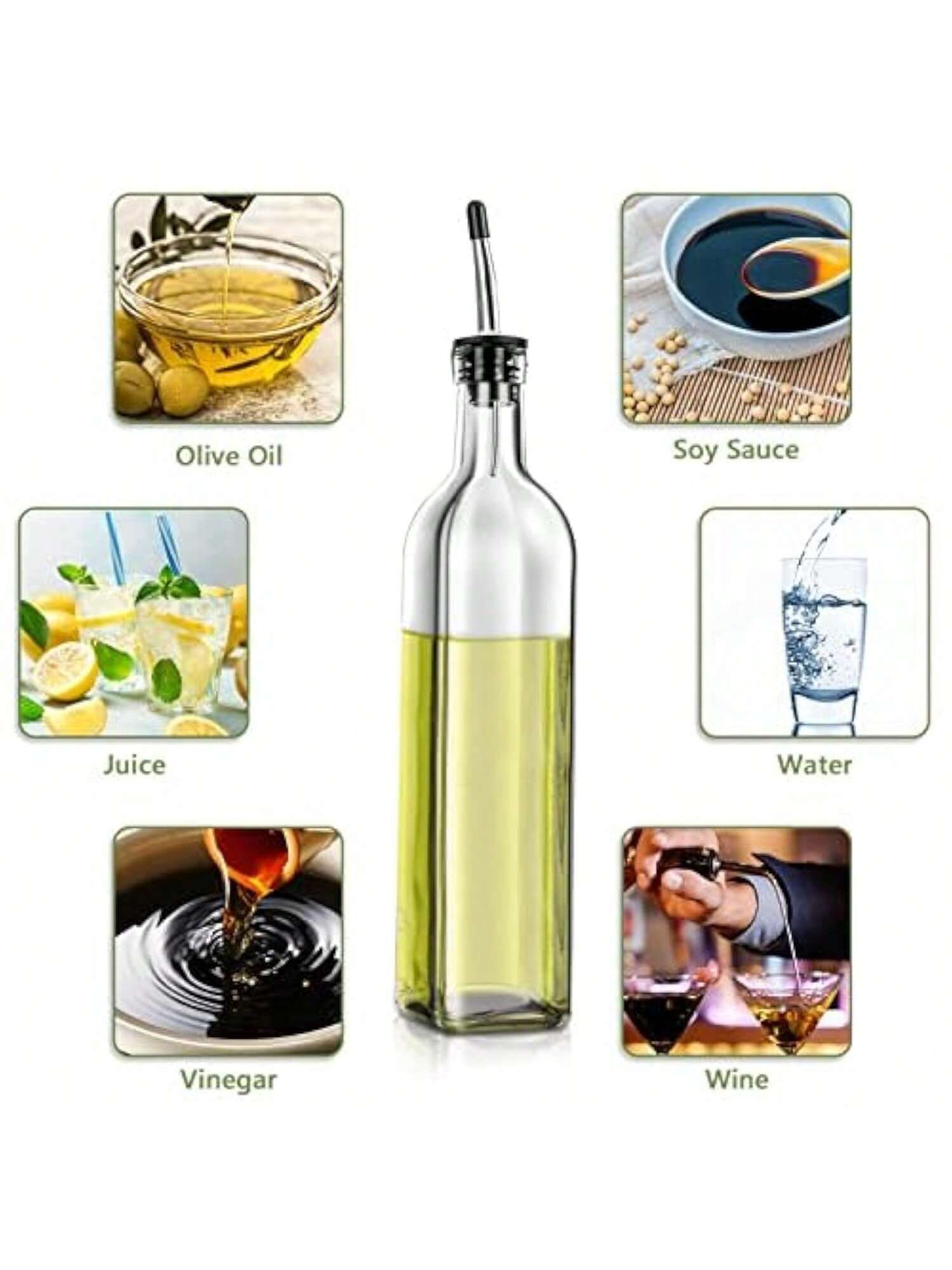 2pc Olive Oil and Vinegar Dispenser Set 500ml Glass Bottles with Accessories