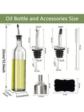 2pc Olive Oil and Vinegar Dispenser Set 500ml Glass Bottles with Accessories